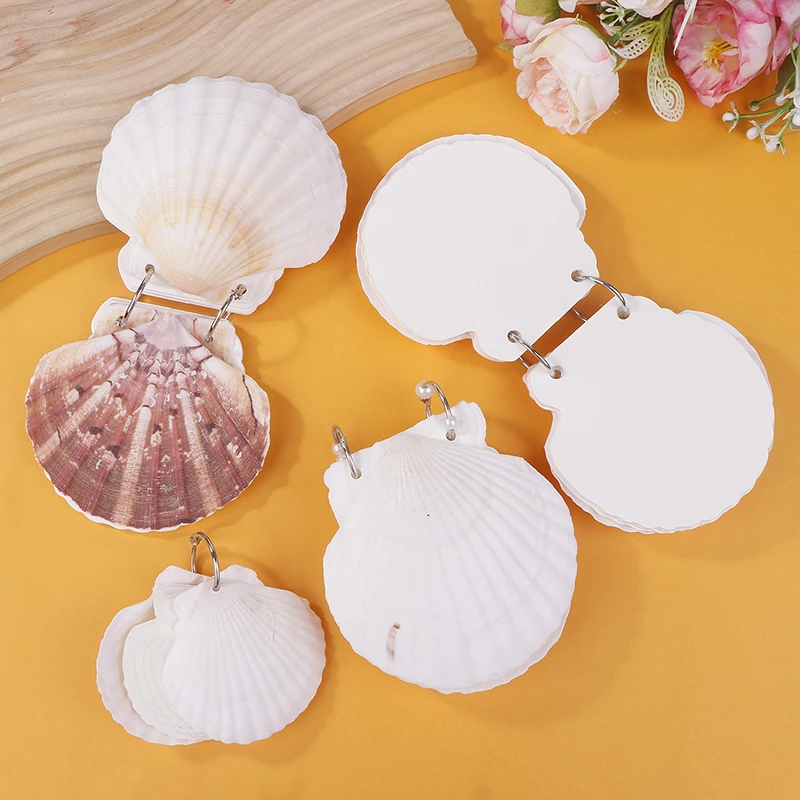 Mini Lovely Seashell Loose-Leaf Hand Ledger Handmades Small Seashell Notebook Portable For Women Girls Birthday Gift