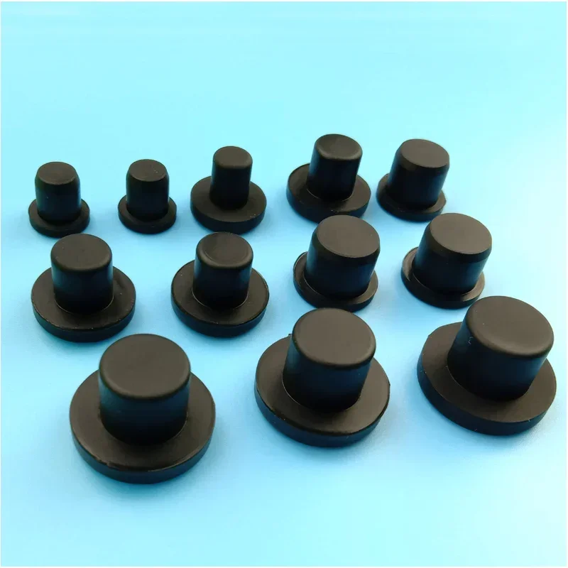 Black Solid Silicone Hole Caps 2mm-14mm T Type High Temperature Resistance Seal Hole Plugs Dust-proof Gasket Blanking End Caps