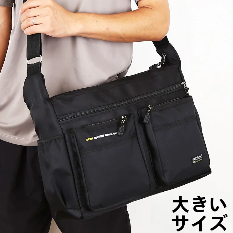 Large Capacity Men's Shoulder Bag Travel Business Crossbody Bag Multi-Compartment Durable Oxford Fabric Soft Handle Bag
