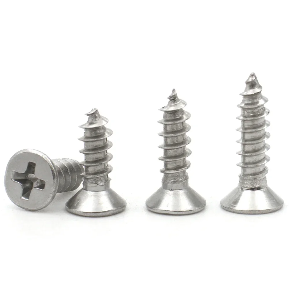 5/20/50/100pcs DIN7050 M1 M1.4 M1.7 M2 M3 M4 M5 M6 M8 A2 304 Stainless Steel Cross Phillips Countersunk Head Self-Tapping Screw