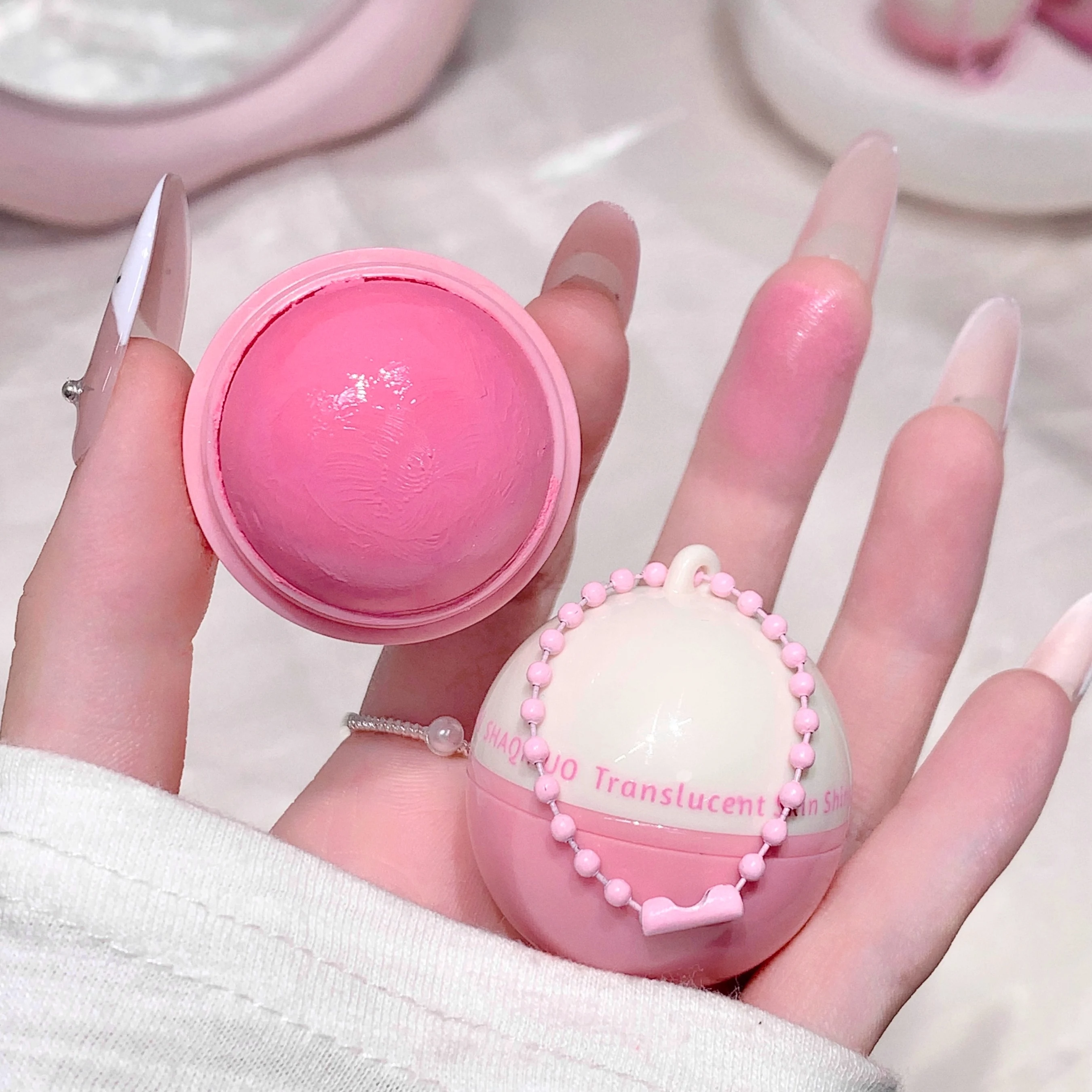 SHAQINUO ماتي أحمر الخدود الكرة ضوء الماء قلادة أحمر الخدود اشراق الوجه سهلة اللون متعددة الاستخدام أحمر الخدود ماكياج مناسبة للخدود #4