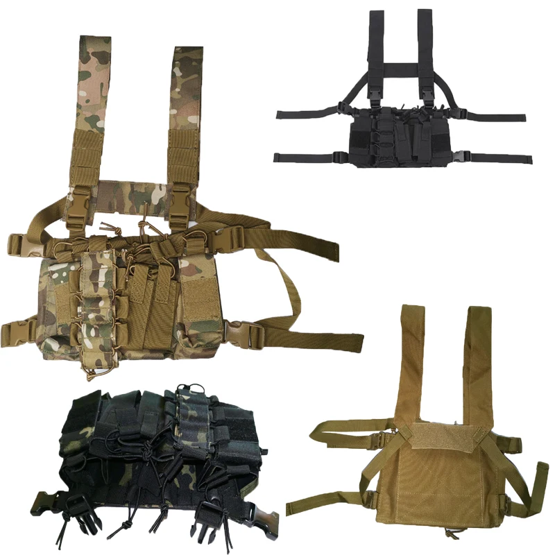 Multicam Tactical Molle Vest Ammo Chest Rig Removable Hunting Airsoft Paintball Gear Vest With AK 47/74 Magazine Pouch Accessory