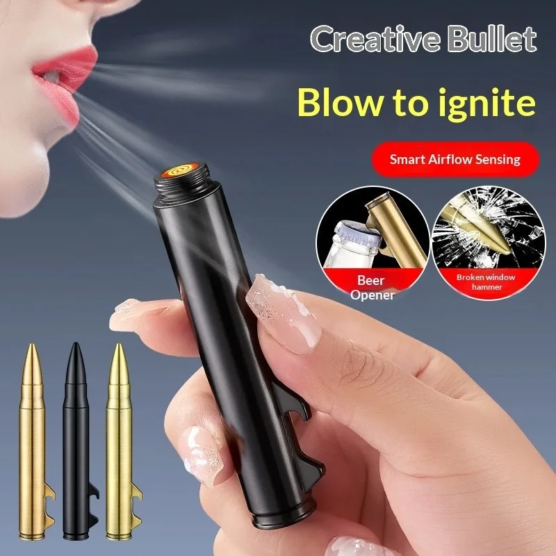 Rechargeable windproof plasma lighter with beer bottle opener and window breaker, USB C-arc