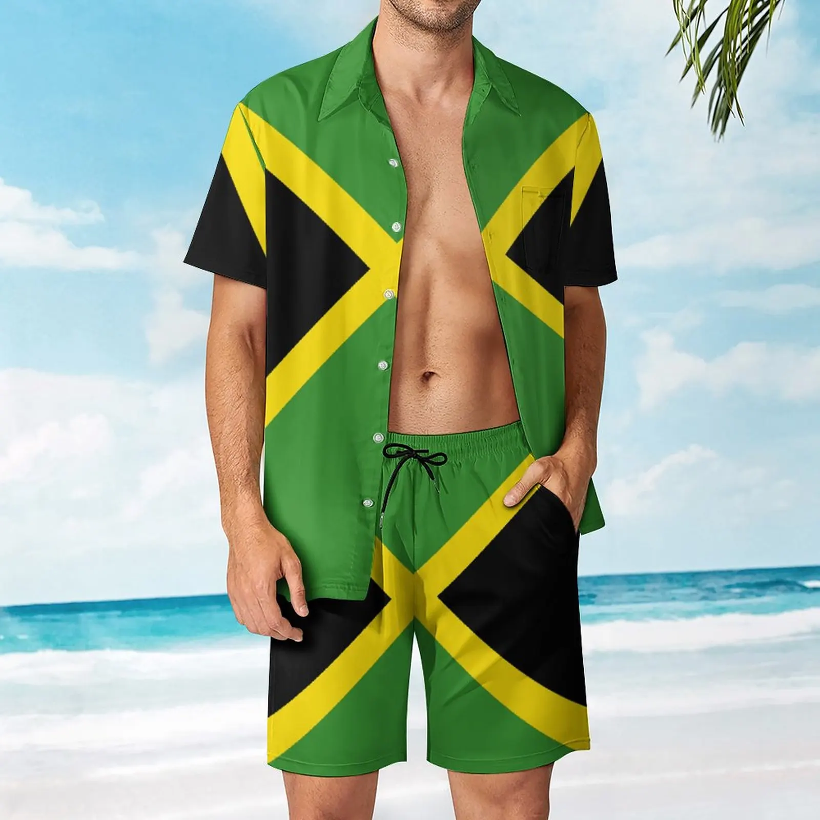 Jamaica Men\'s Beach Suit Funny 2 Pieces Pantdress  top Quality  Home Eur Size