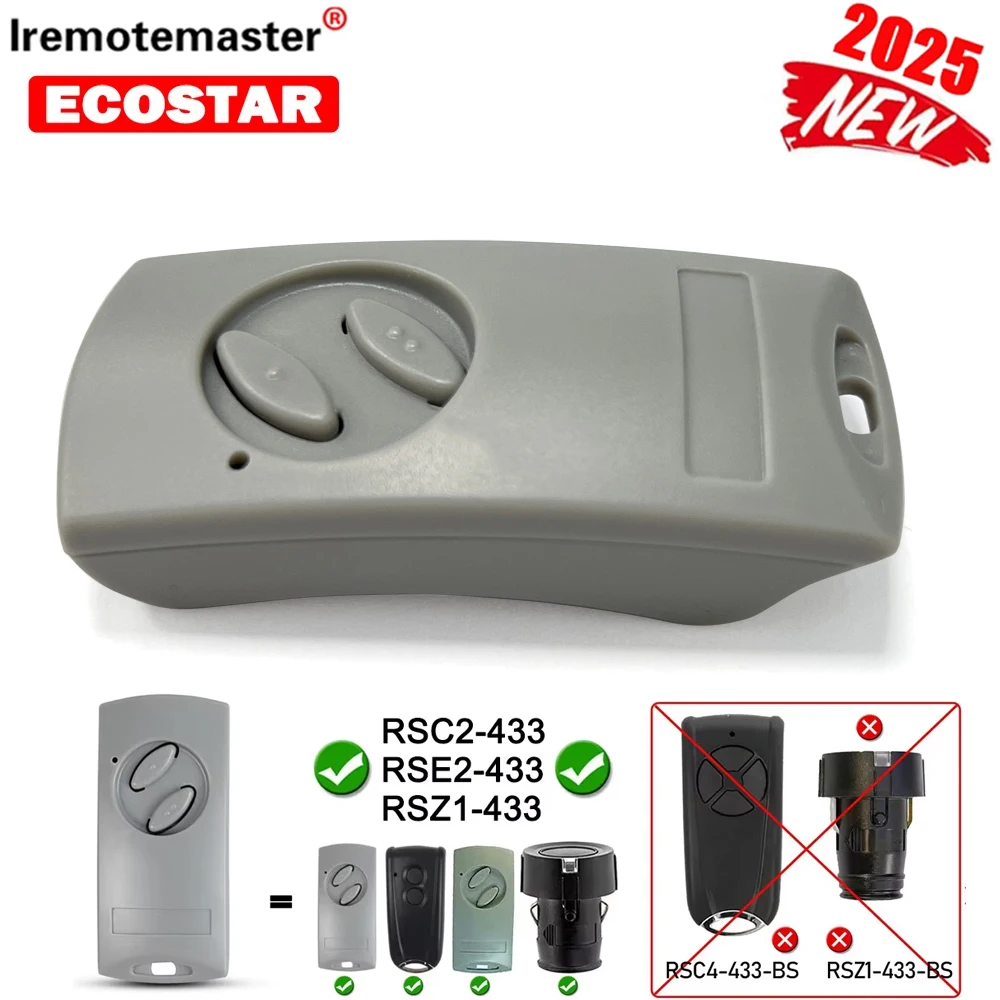 2026 New ECOSTAR RSE2 RSC2 RSZ1 433 MHz Gate Remote Control Rolling Code Garage Door Opener Hand Transmitter RSZ1-433 RSC2-433
