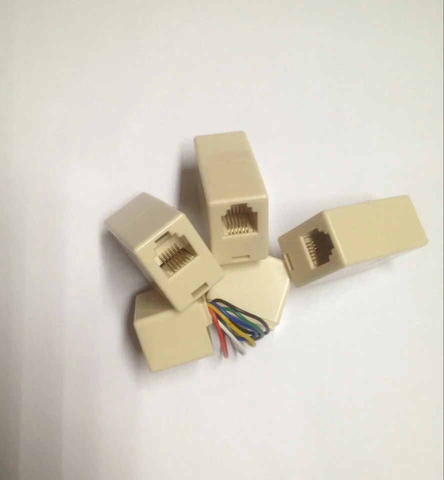 

100 шт. 6P6C RJ12 Телефонный прямой соединительный разъем, 6-контактный, двухпортовый голосовой сплиттер для телефонной линии