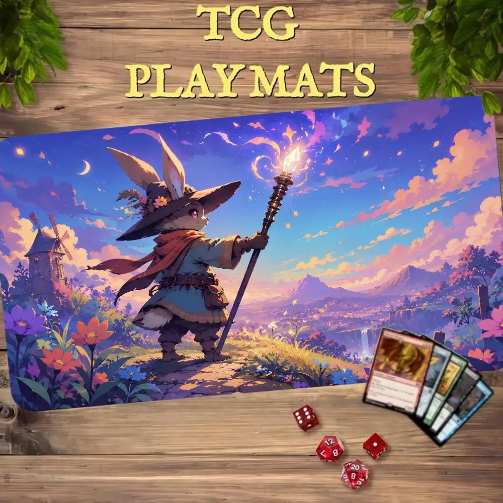 Cute Rabbit Wizard MTG PlayMat 600x350 Magic Card Mat Stitched Edge Anti-Slip Durable Table Top Game Mats Board Play Mat for TCG