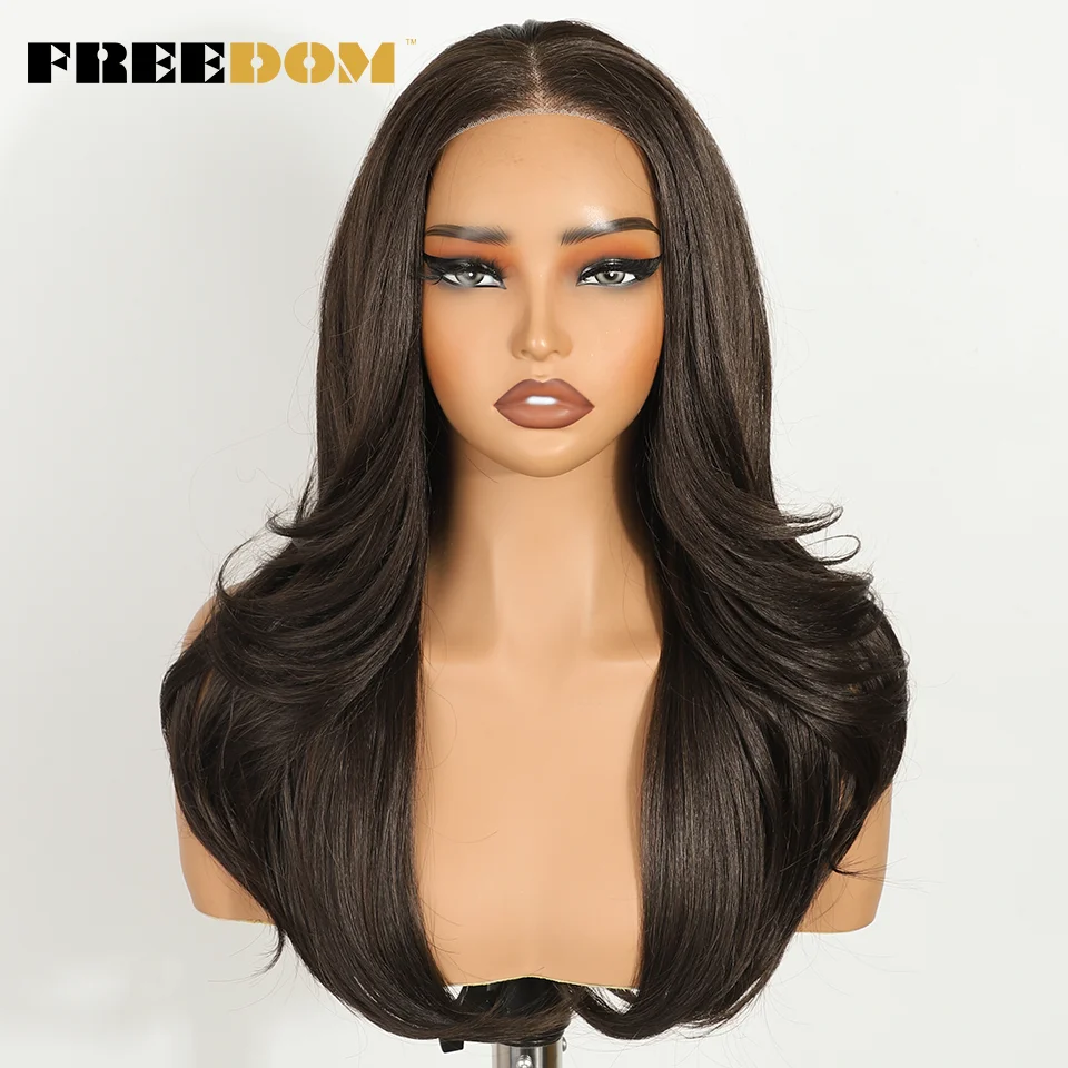 FREEDOM Synthetische Lace-Front-Perücken für Damen, 20 Zoll, 6x4, vorgezupfte, Ombré-Blond, gewellte, gestufte Perücke, einfach aufzusetzen, klebefreie Lace-Perücken. – Detail 5