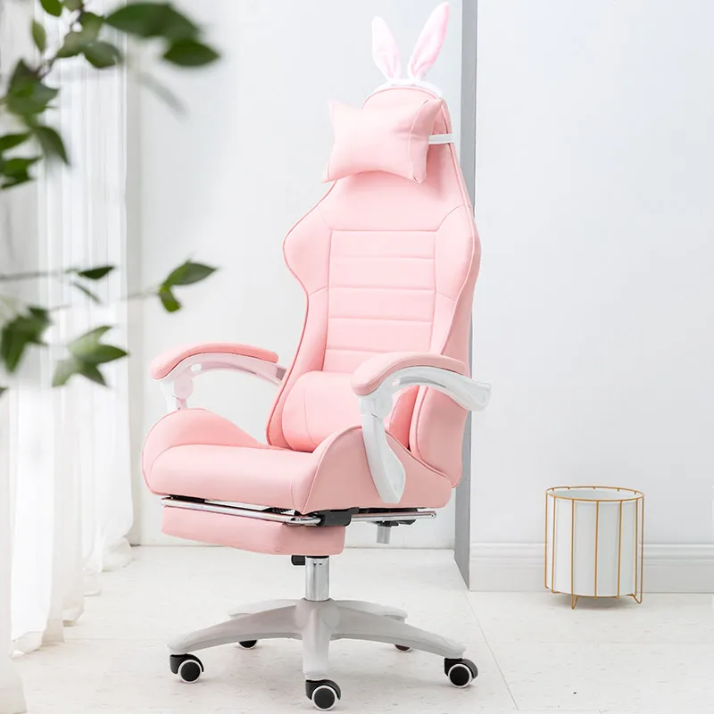 Lovely gaming chair home girl anchor live ergonomic seat game competitive swivel chair computer chair cartoon series