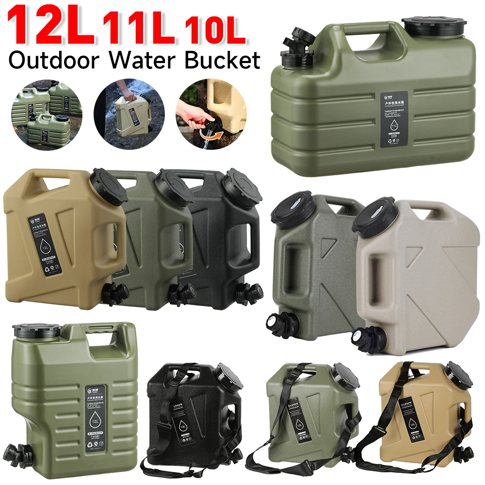 

10/11/12L Car Water Bucket Outdoor Camping Bucket with Faucet Portable Driving Water Tank Large Capacity Camping Water Container