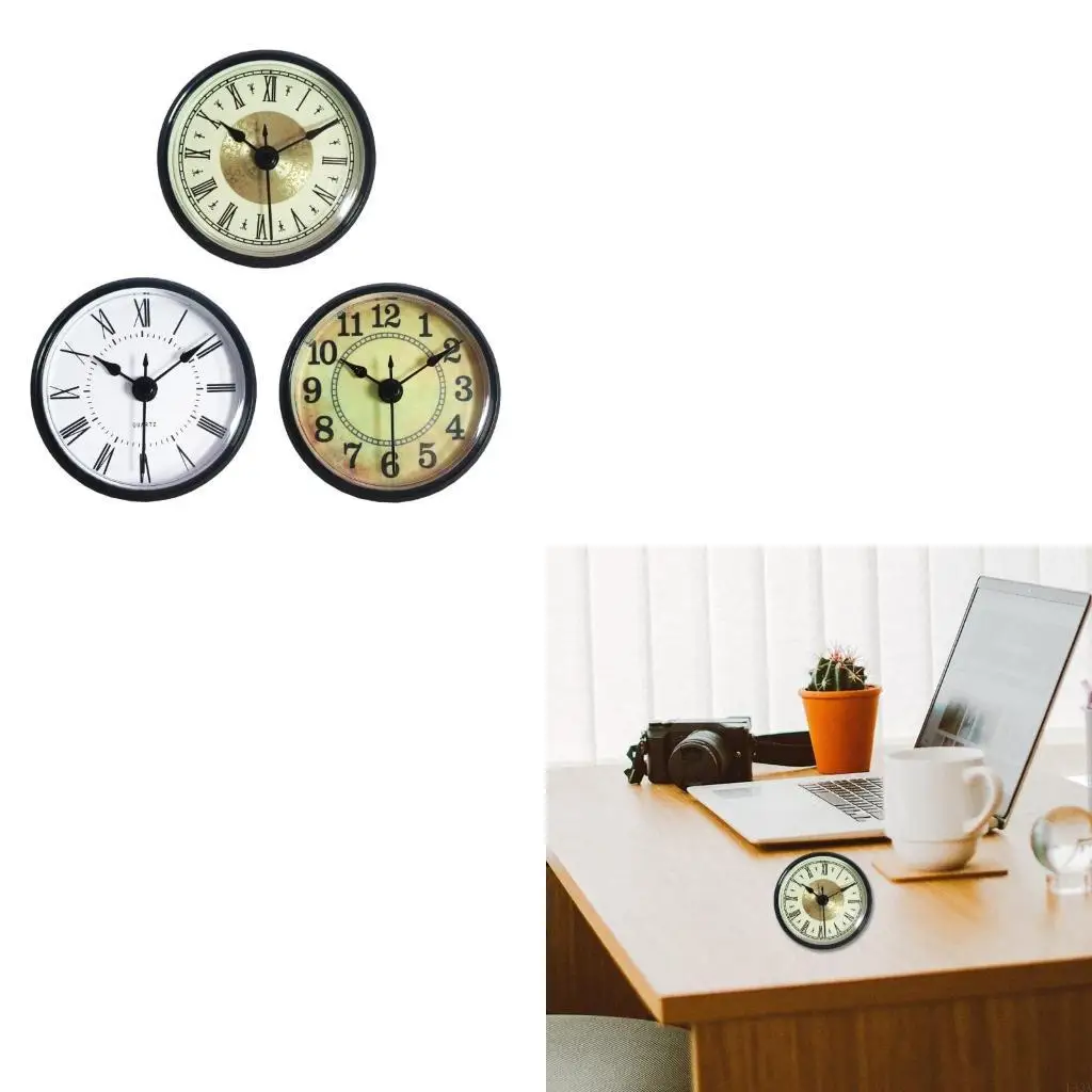 L43A Quartzs Clock Insert DIY Movement Roman/Arabic Numeral Small Dial Decorative Tabletop Time Reminders Desktop Clock 70mm