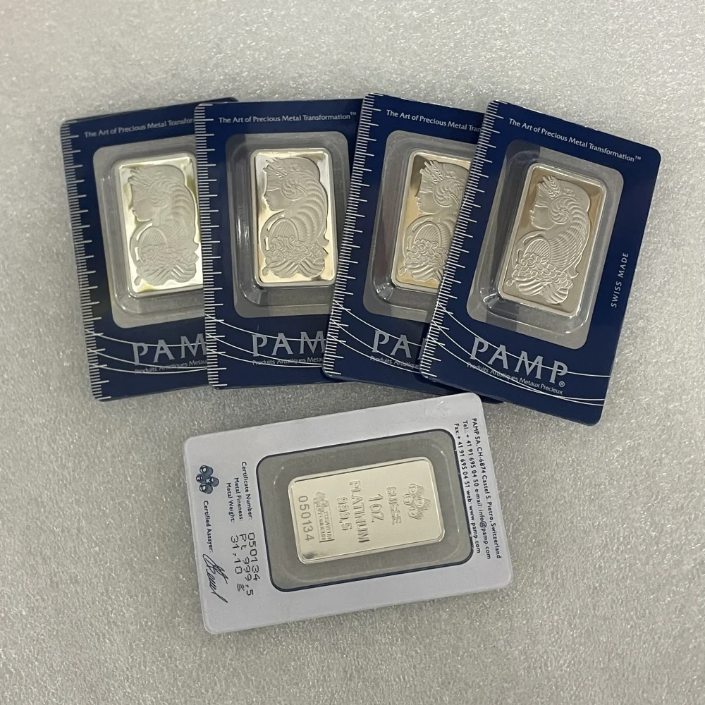 Pamb 1oz/2.5g-100g Sealed packing Golden Plated Copper Bar Bullion Ingot Non-magnetic Unique Serial number Craft for display