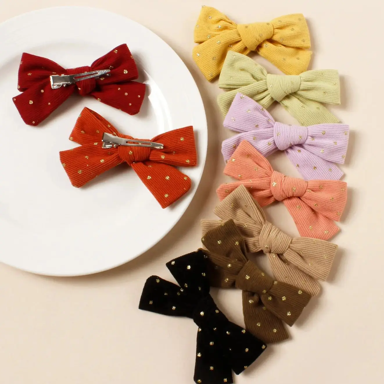 

Baby Girl Hairpins Print Bows Hair Clips Cute Corduroy Hair Pin Barrettes Girls Kids Headwear Children Baby Hair Accessories