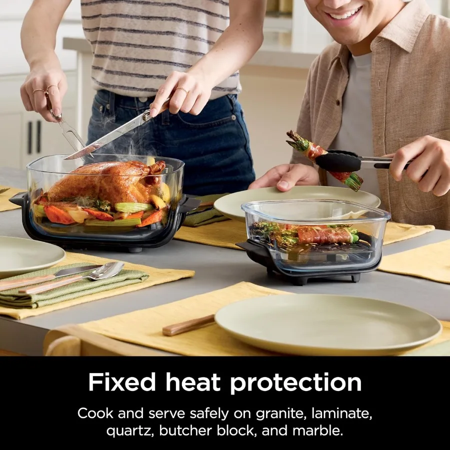 مقلاة هوائية كريسبي، فريزر ميكروويف، آمنة للاستخدام في غسالة الأطباق، زجاج غير سام، نظام طهي محمول مع 4 كيو تي، 6 أكواب زجاجية و #2