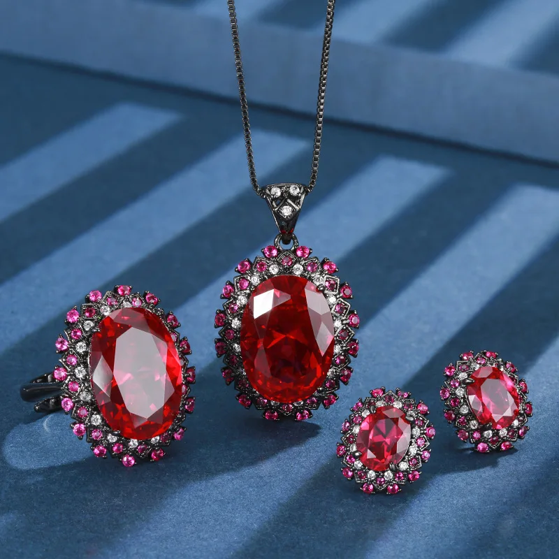 

Jewelry Red Corundum Egg-Shaped Elegance Retro Suit Main Stone 13*18-7*9