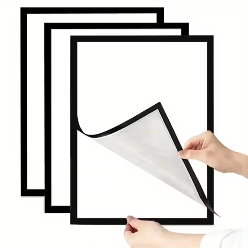 مجموعة من 3 إطارات حائط مغناطيسية - ذاتية اللصق وعمودية لعرض الصور والوثائق، غير لامعة B/W