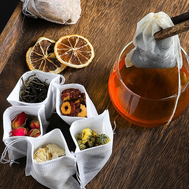 100-300Pcs Disposable Tea Bags Fill Tea Nylon Food Soup Spice Bag Fabric Tea Infuser Strainer Mesh Filters Empty Teabags