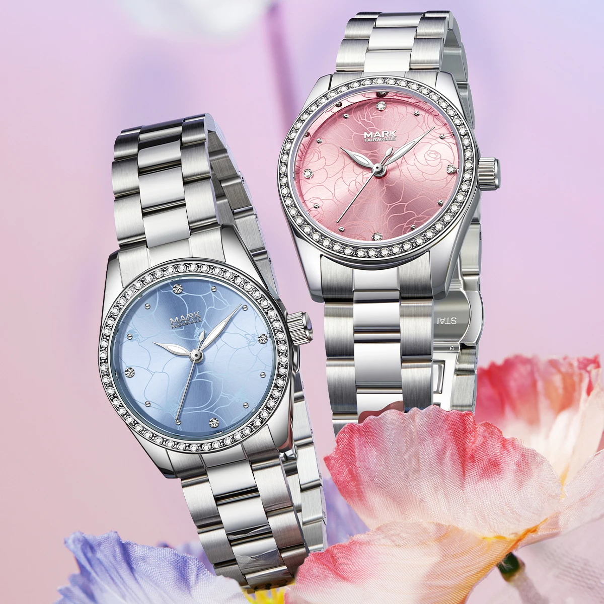 Mark Fairwhale Luxury Patterned Dial Women Watches Steel Waterproof For Fashion  Elegant Ladies Wristwatches
