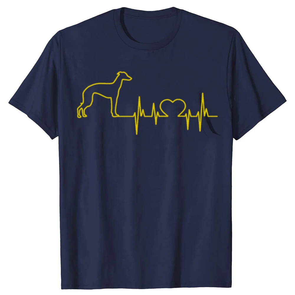 Funny Greyhound Dog Heartbeat Graphic T-shirts Men Women's Fashion Casual Tshirt 100% Cotton Loose Oversized T Shirt