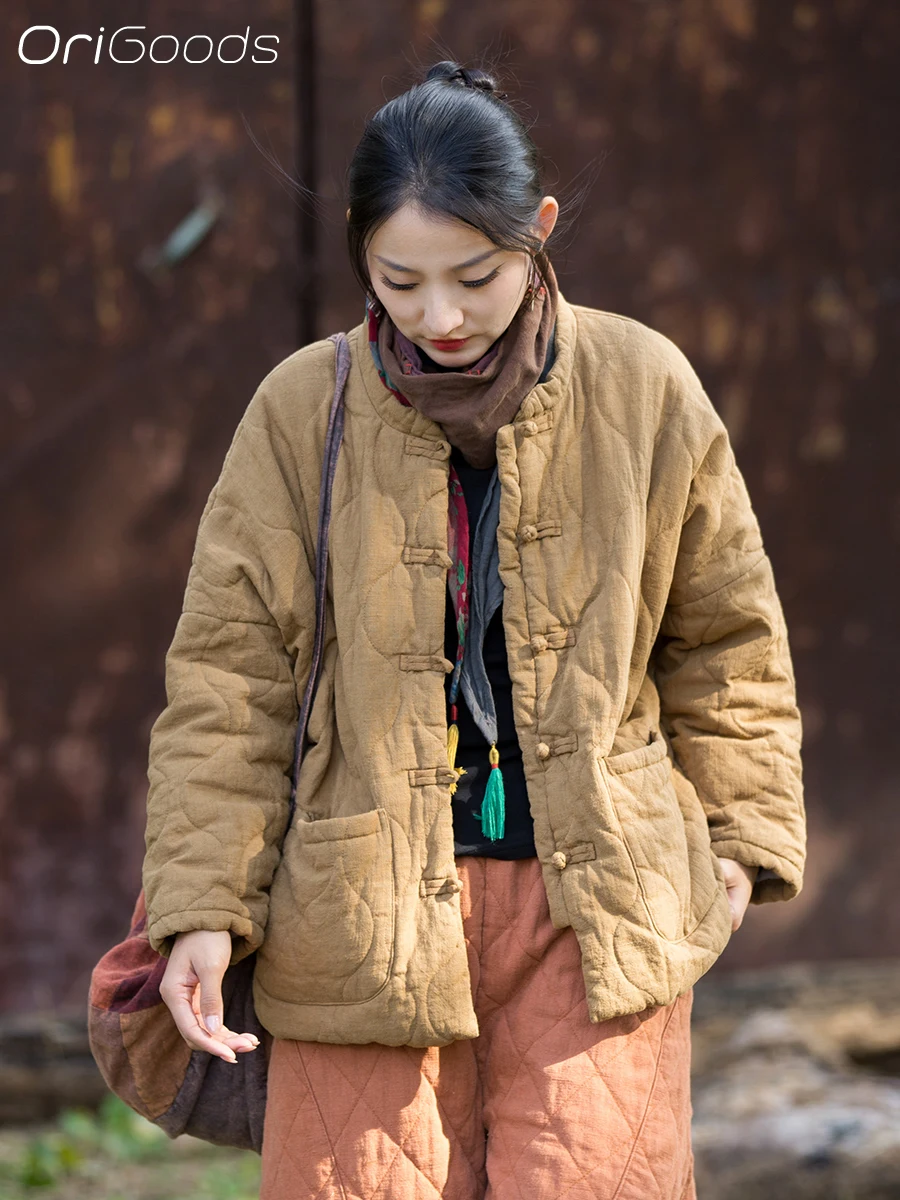 OriGoods Oversized Cotton Padded Coat Woman Thick Warm Winter Quilted Jacket Coats Batwing Sleeve Outerwear Outdoor Clothes B349