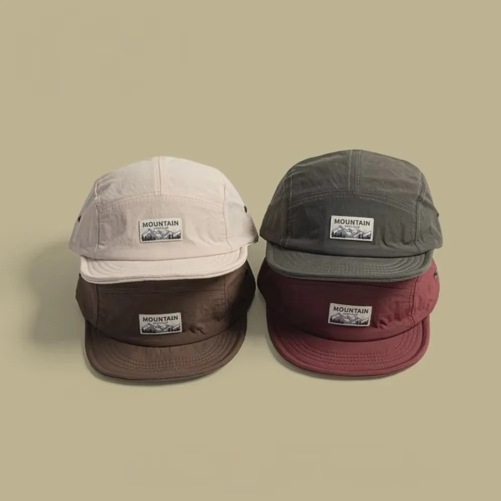 Vintage Short Brim 5 Panel Cap Quick Dry Embroidered Baseball Cap Sun Protection Adjustable Sports Running Cap Women Men