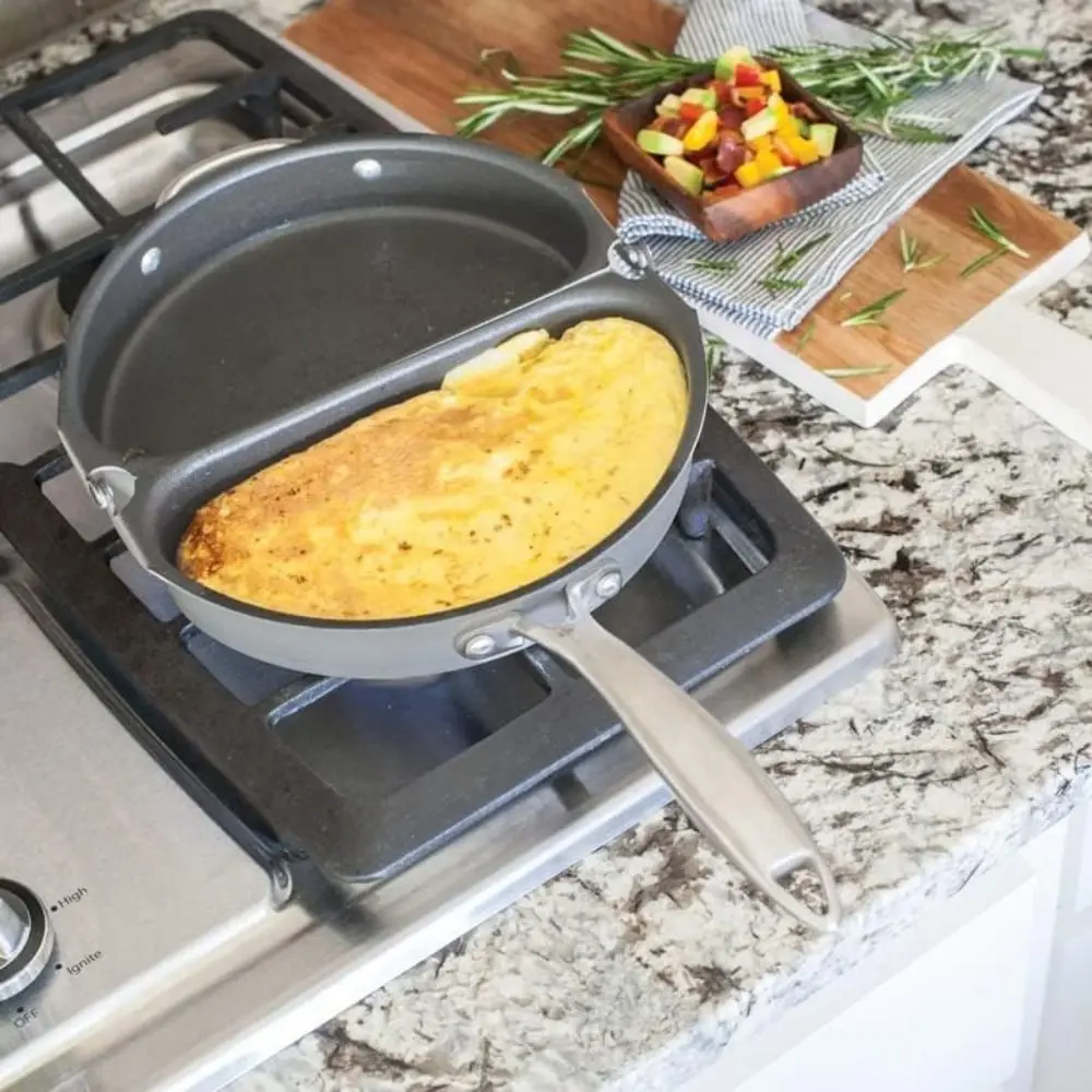 

Креативная складная двусторонняя сковорода с антипригарным покрытием, алюминиевая сковорода для омлета с быстрым нагревом, легкая сковорода для кемпинга, завтрака