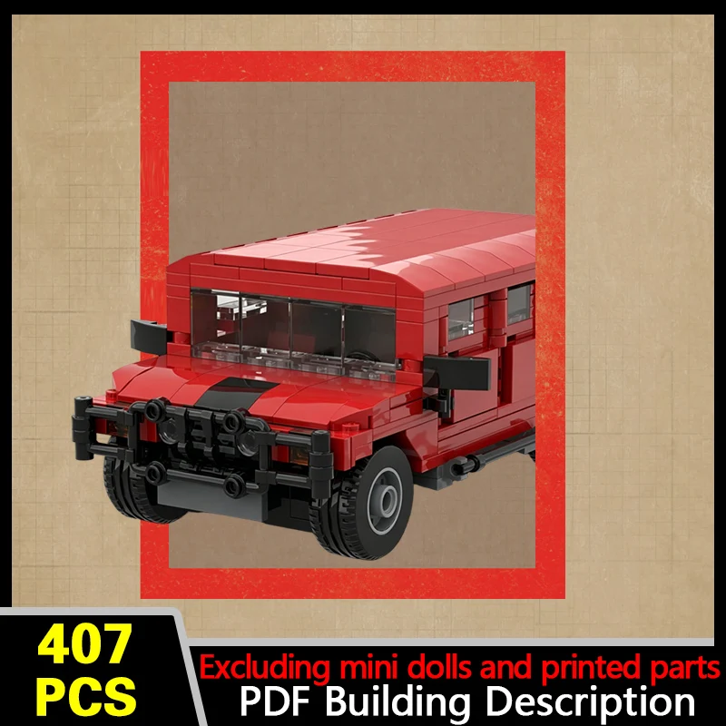 H1 Red Off-Road Vehicle Model MOC Building Bricks War Equipment Modular Technology Gifts Holiday Assemble Children Toys Suit