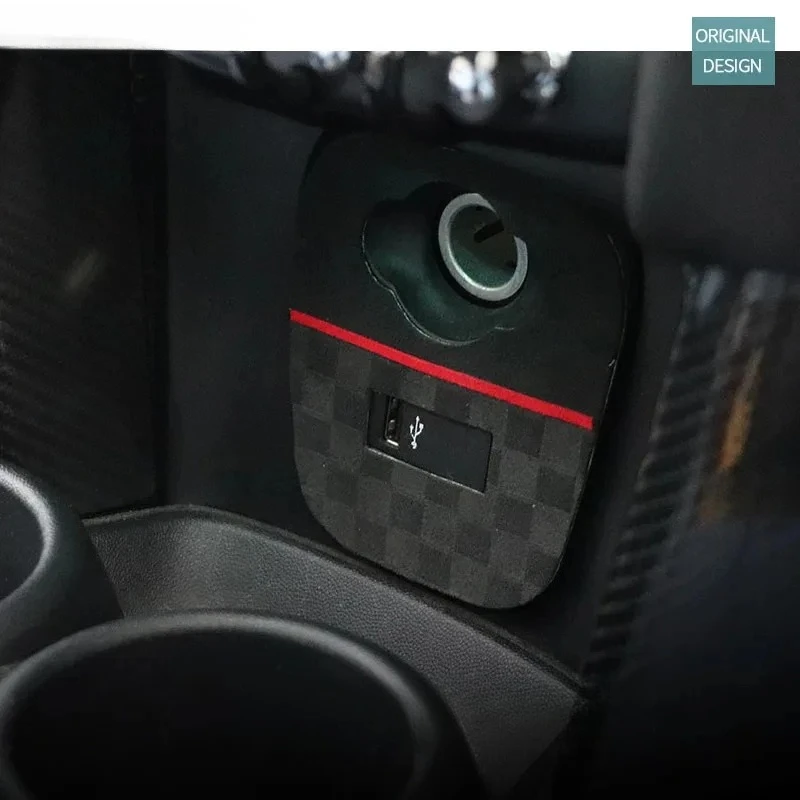 

For MINI Cooper S JCW F55 F56 F57 car Styling Car Cigarette USB AUX Console Panel Lighter Decoration Italy Super Suede Stickers