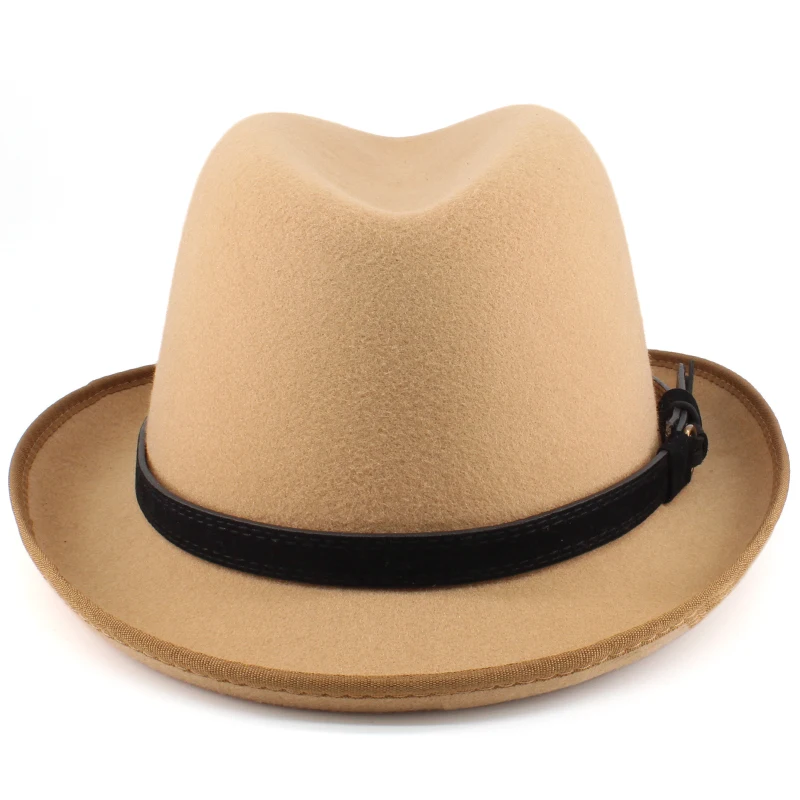 Men Women Classical Retro Wool Blend Homburg Hats Woolen Fedora Caps Trilby Sunhat Travel Party Adjustable UK M-L US 7 1/8-7 3/8