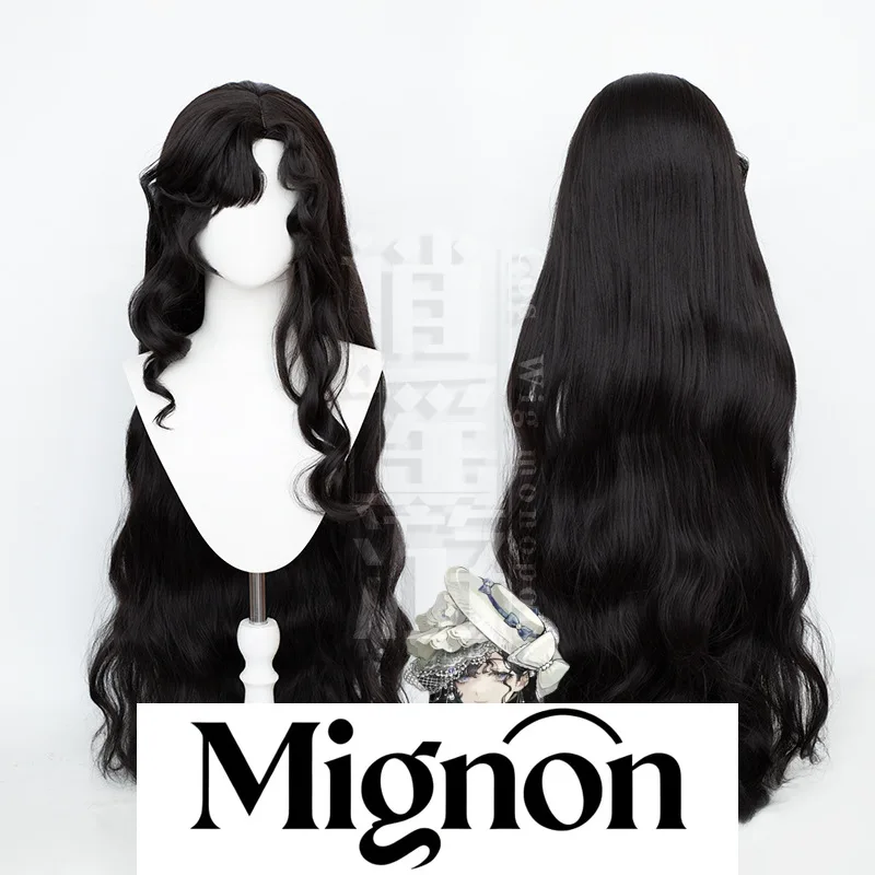 리버스: 1999 이솔데 코스프레 가발 시뮬레이션 두피 탑 블랙 웨이브 할로윈 선물