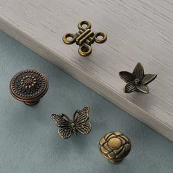Zinc alloy handicrafts bow flower retro single hole drawer cabinet door knot small handle