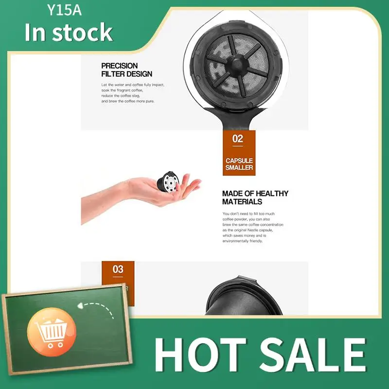 Y15a 15 pçs filtros de café para nespresso aço inoxidável mech cápsula de café recarregável pod gotejador cesta copo cafeteira