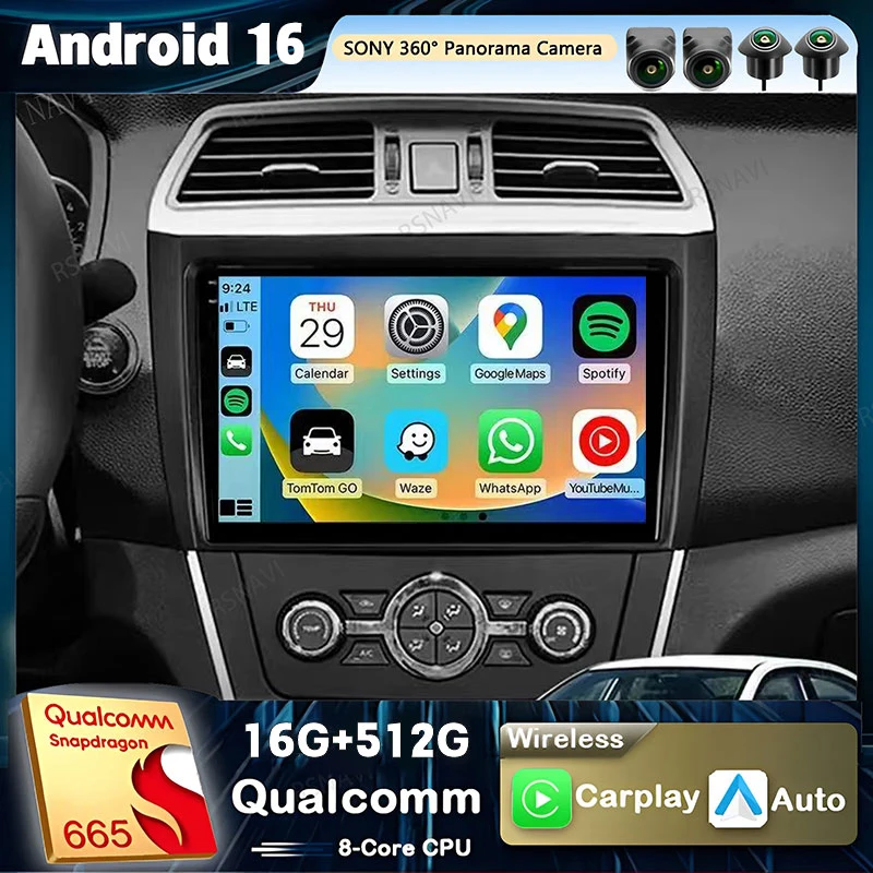 Android 16 Qualcomm For Lifan 620EV 650EV 2015 - 2019 Carplay Car Radio Multimedia Video Player Navigation GPS Stereo 360 Camera