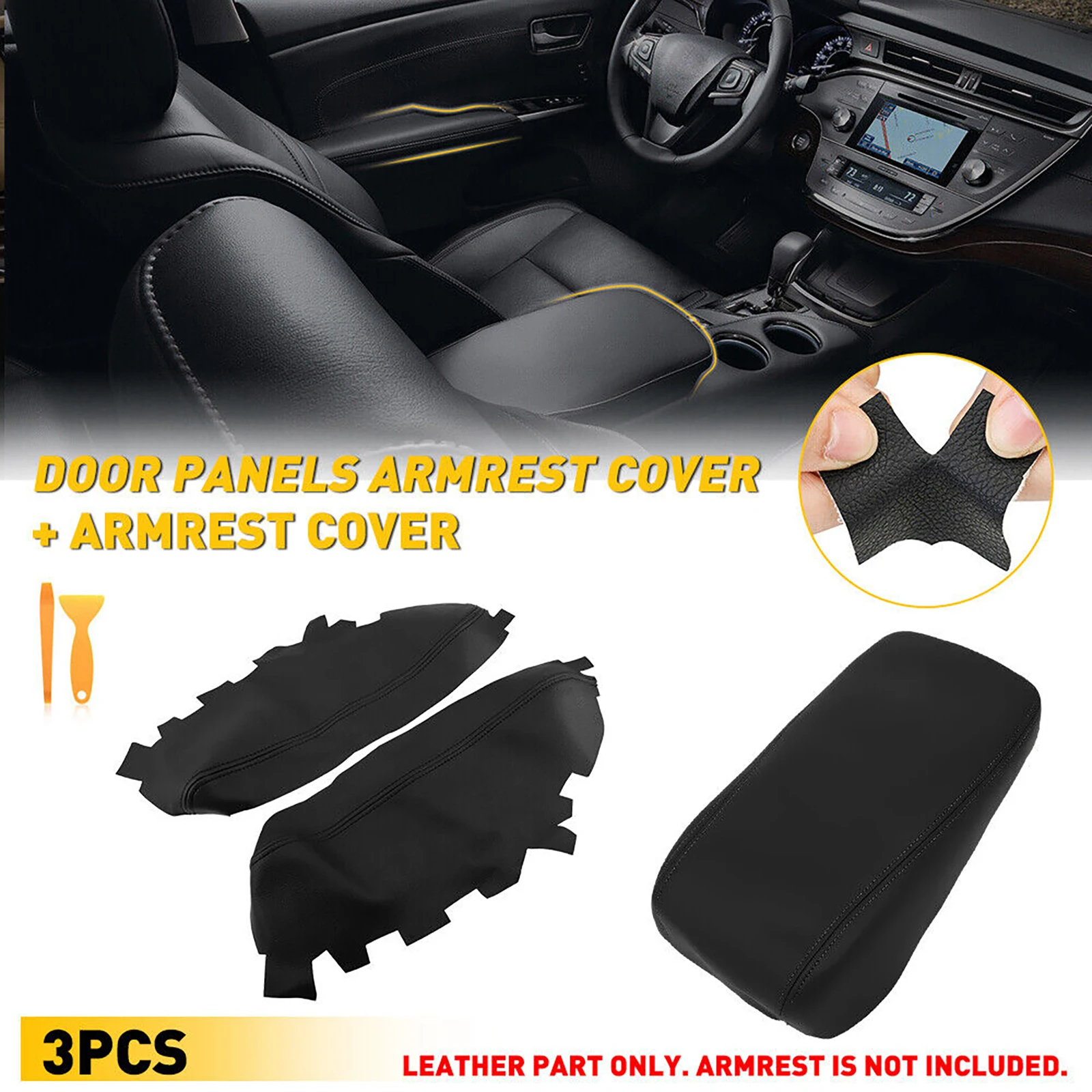 Car Center Console Couro Braço Capa Pele com Painéis de Porta Auto Acessórios Substituir Toyota Avalon 1pc