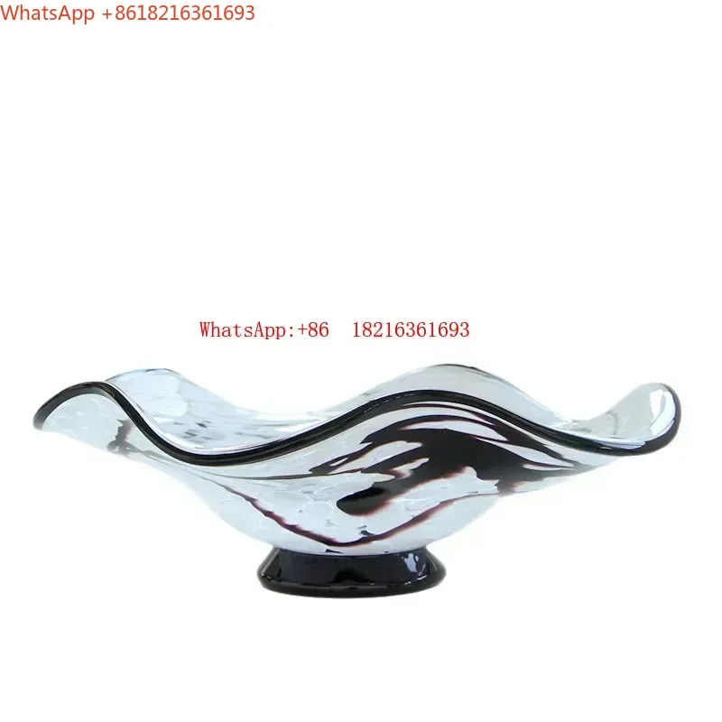 Limited Offer Glass Tray Wavy-edge Polka-dot Fruit Plate Snack Bowl Desktop Storage Container Black And White Glass Tray Jewel