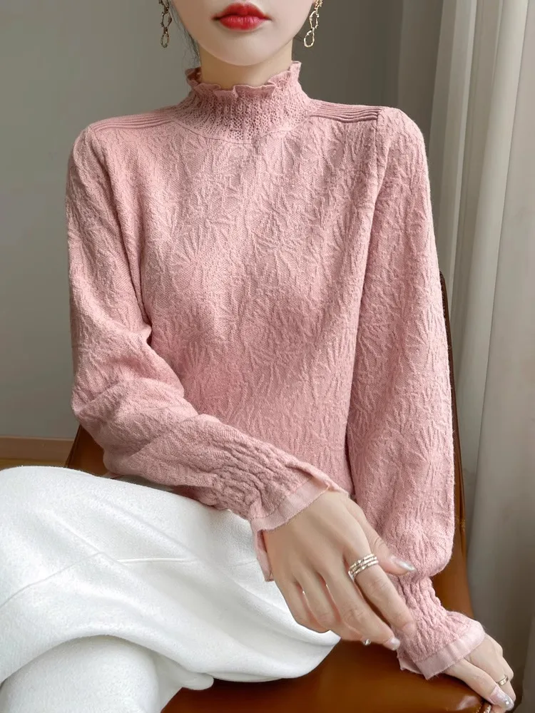Faionable Strickpullover Damen f High Collar Base irt Oberbekleidung Le Design Warm Thermal Regular Sve Long