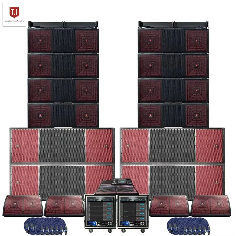 Dual 12 Inch Subwoofer Line Array Speaker Full Amplifier Audio System for Professional Stage Music Live Shows