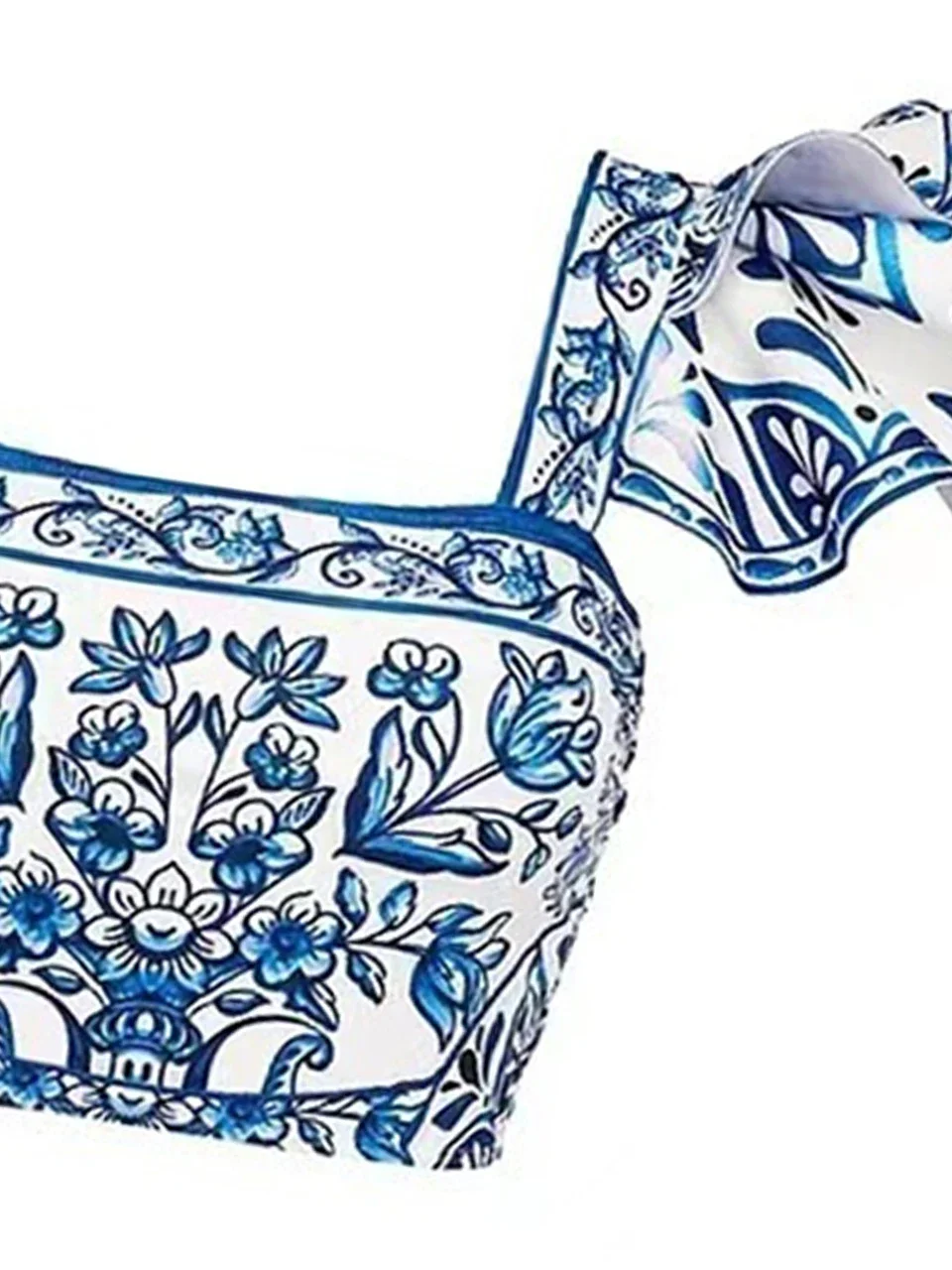 Bikini Keluaran Baru 2024 Baju Renang Wanita Tiga Potong Ruffle Pakaian Pantai Seksi Pakaian Renang Wanita Rok Panjang Baju Renang Renang Musim Panas