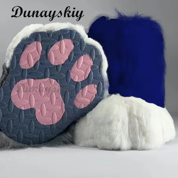 Fursuit Cosplay Shoes Accessories Furry Cosplay Rubbit Cat Boots Cute Fluffy Animal Manga Party Cos Wearable Unisex Costume