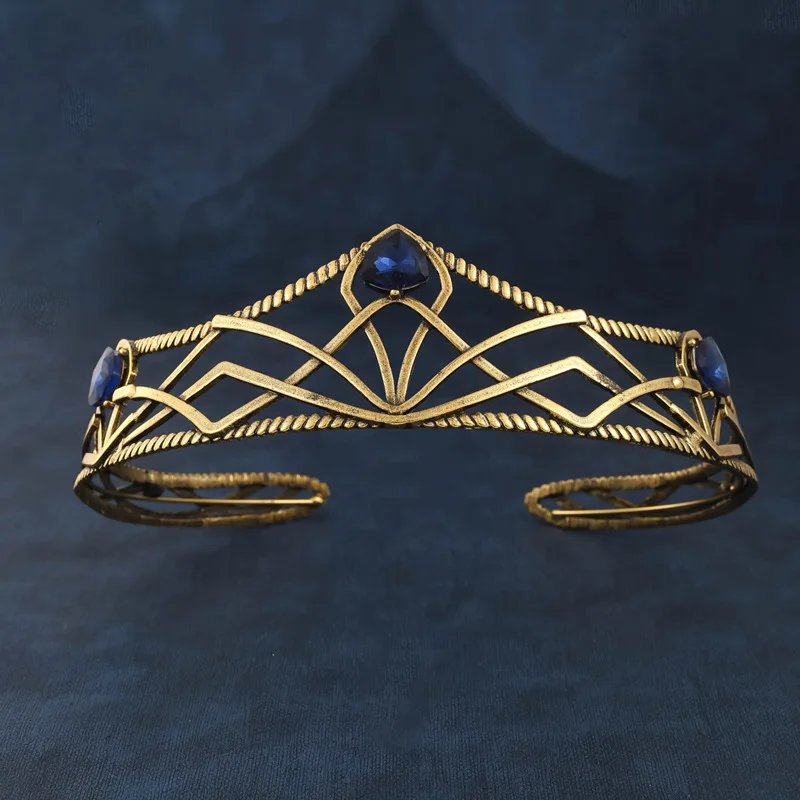 KMVEXO-Tiaras de cristal azul barroco Vintage para mujer, coronas de princesa, diademas de Reina, accesorios para el cabello nupciales de boda, tocado de joyería