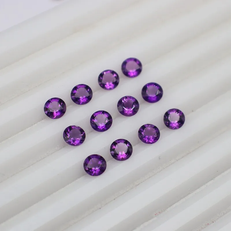 Natural Amethyst Round Dot Loose Gemstone Cabochon, A Grade Purple Crystal Matching Stone For Ring Necklace Jewelry Inlay