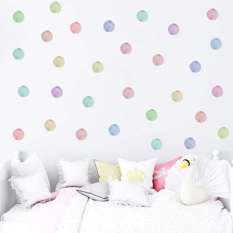 3sheet Watercolor Colorful Polka Dots Wall Stickers for Children Kids Room Decor Wall Decals Living Room Bedroom Home Decoration