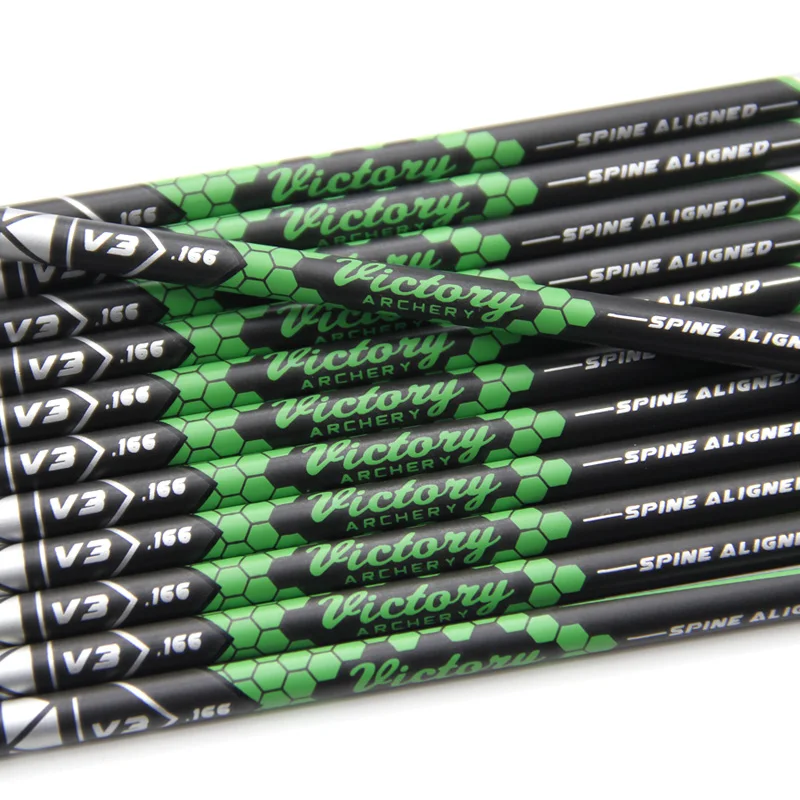 

Archery Competition 6/12 Pcs Victory V3 ID 0.166" Carbon Arrow Shafts Straightness +/- 0.003 350–1100 Spine For Compound Bows