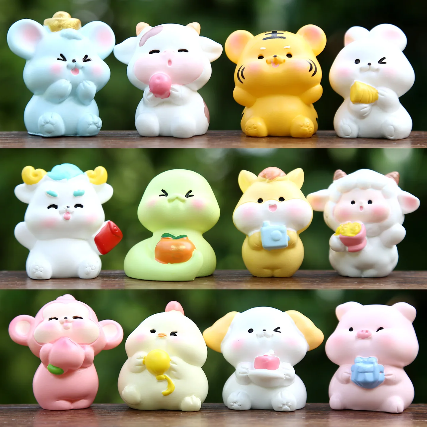 

Creative Zodiac Animal Doll Miniature Landscape Ornaments Items Resin DIY Home Decorations Desktop Decor Crafts Sculpture Gifls