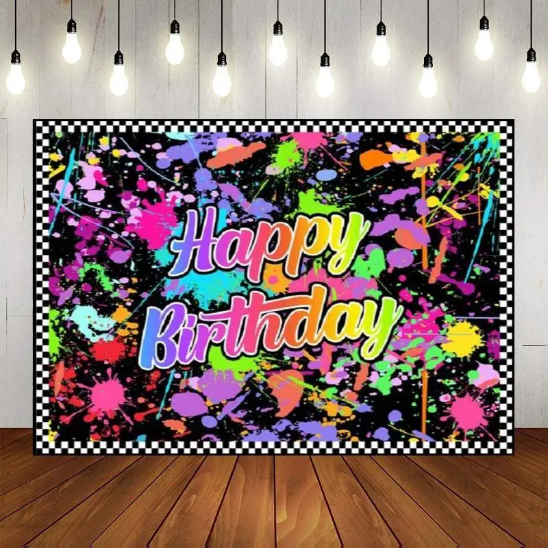 Light Party Backdrop Background Decoration Neno Glow Theme Disco Banner Photo Photography Baby Shower Colorful Happy Birthday