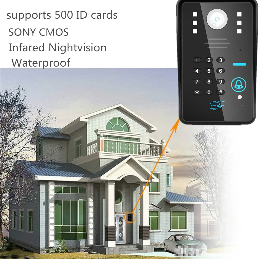 Video intercom system 7" Lcd Video door phone RFID door access control kit camera Electric Strike Lock wireless remote control