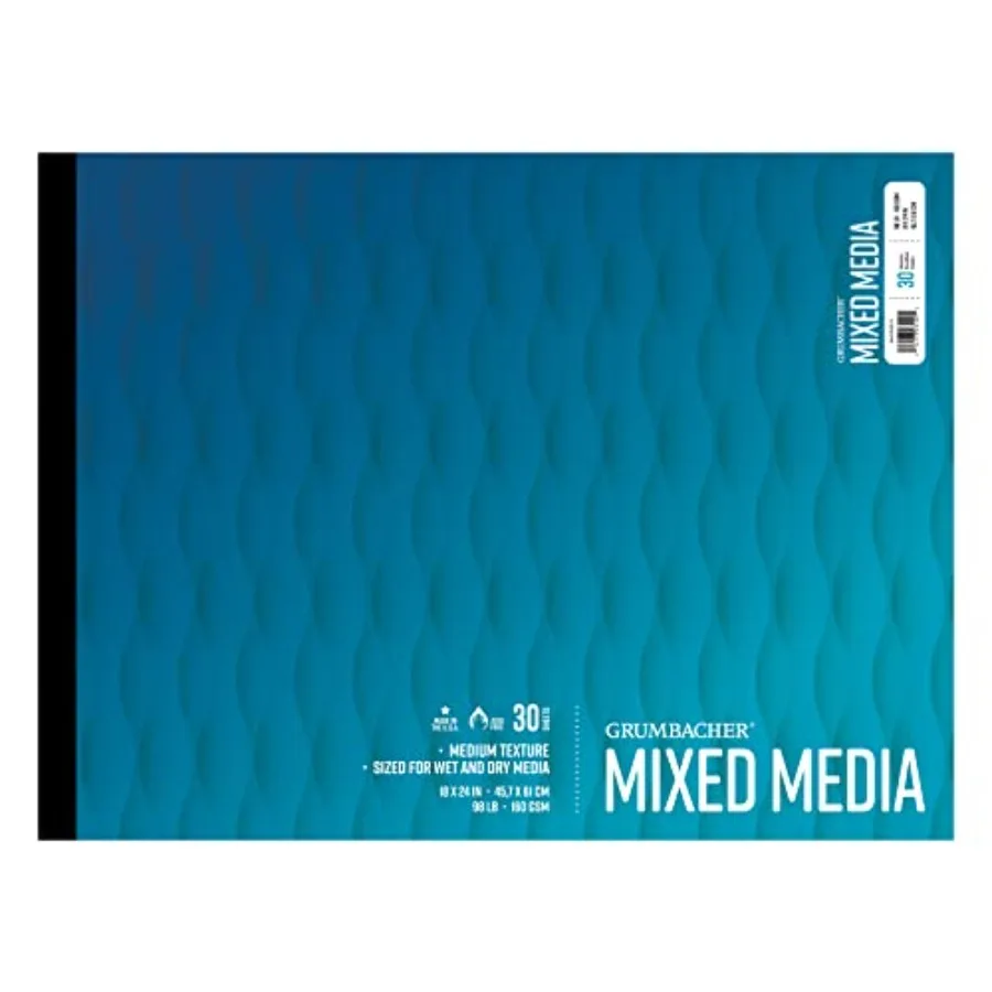 

Блокнот для смешанной техники (микс-медиа) 18 x 24 дюйма, бумага 98 фунтов/160 г/м², на клейкой основе, 30 листов/блокнот, 1 шт.