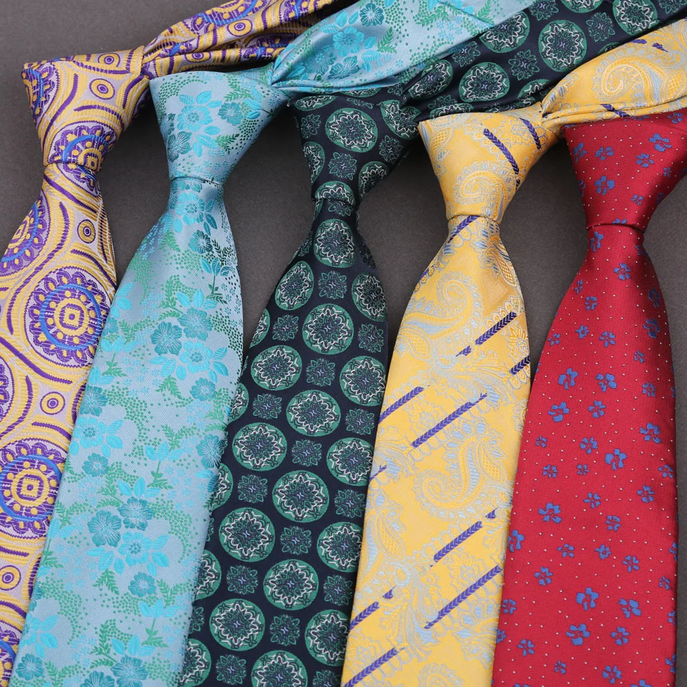 Großhandel 8 cm Blues Blume Gestreifte Männer Krawatten Krawatten Polyester Seide Jacquard Gewebt Neue Schal Krawatten Zubehör