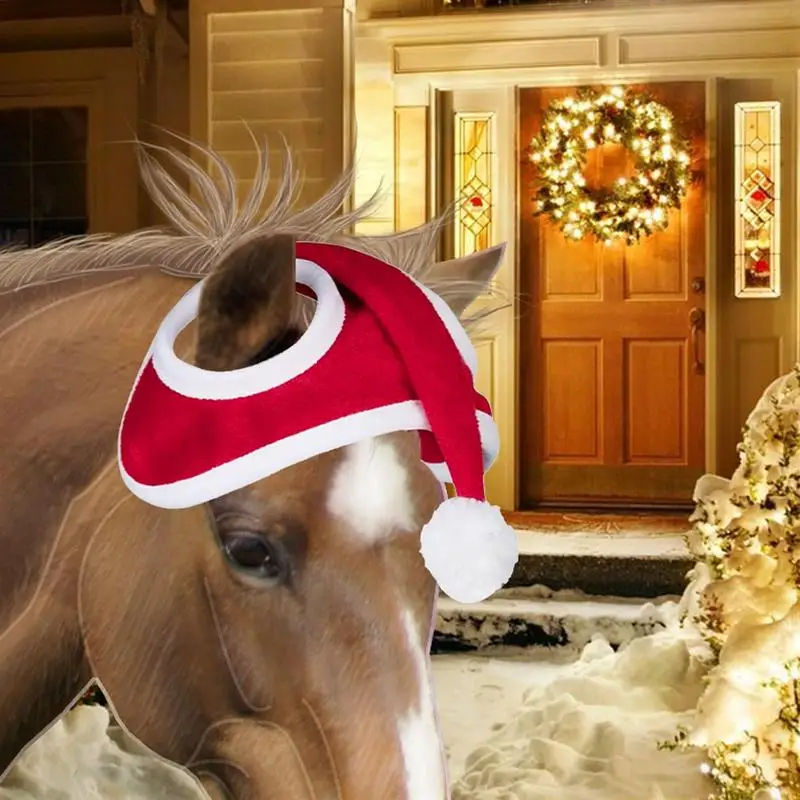 

Christmas Festive Horse Hat Pet Decoration Hat Comfortable Christmas Horse Costume Party Christmas Hat For Equestrian Show Part