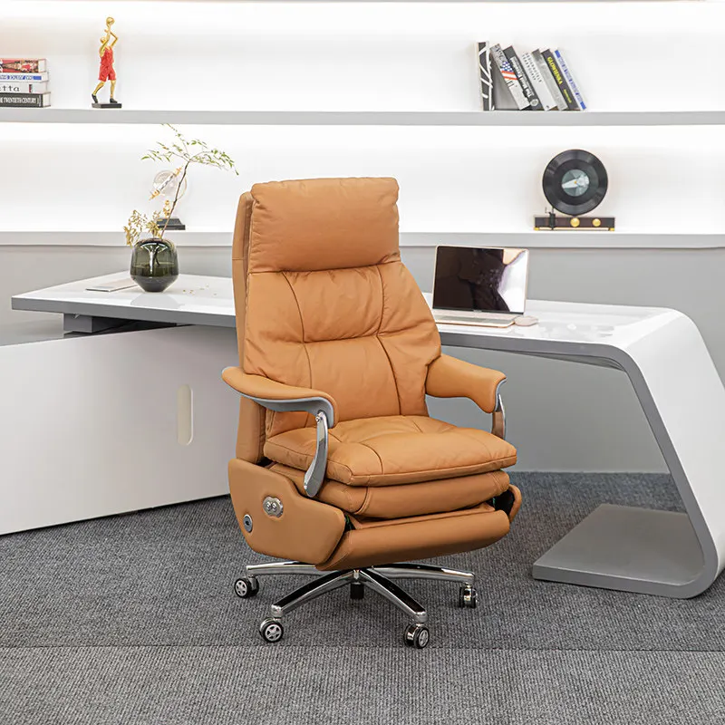 with Electric Massage Feature Leather Design for Boss Contemporary Luxury Office Chair Ergonomic Conference Reception Chair